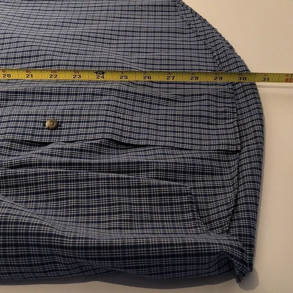 Arrow men's long sleeve button-down shirt large blue/white plaid check - Picture 6 of 11